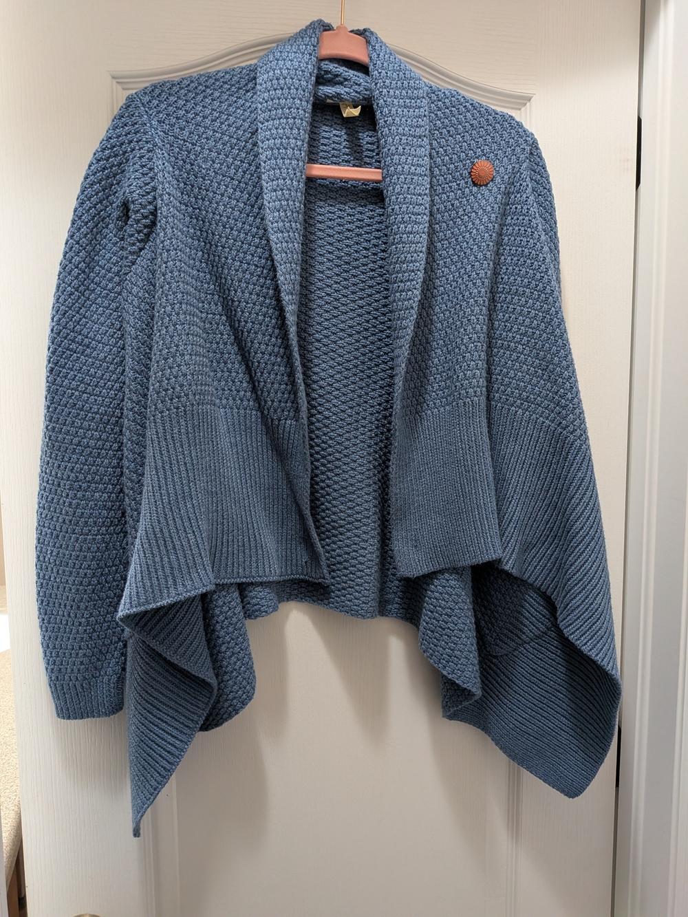Matilda Jane Dusty Blue Textured Open-Front Draped Cardigan
